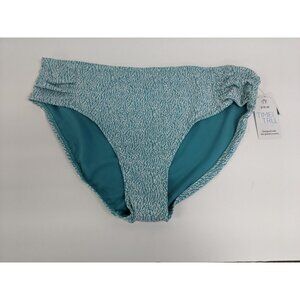 Time and Tru Textured Blue White Mid Rise Swim Bikini Bottom Plus Size 2X 20W-22